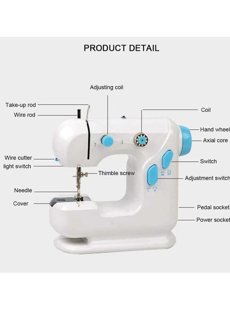 Portable hand-operated sewing and embroidery machine for beginners and hobbyists