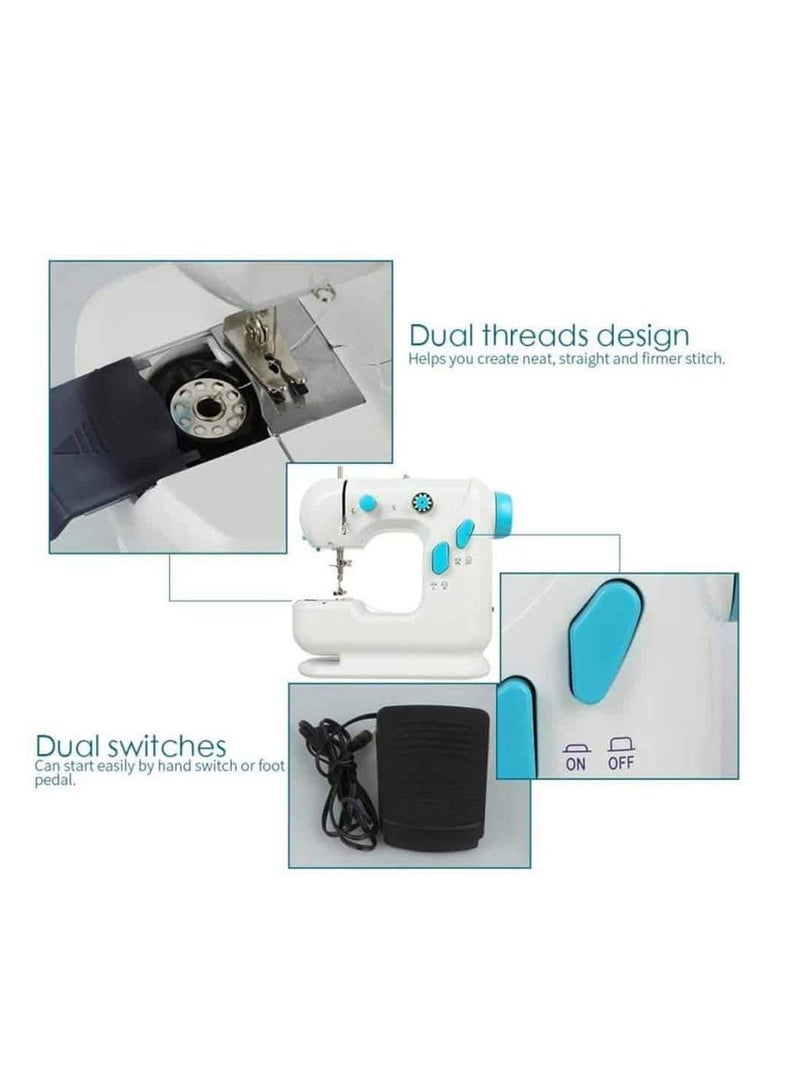 Portable hand-operated sewing and embroidery machine for beginners and hobbyists