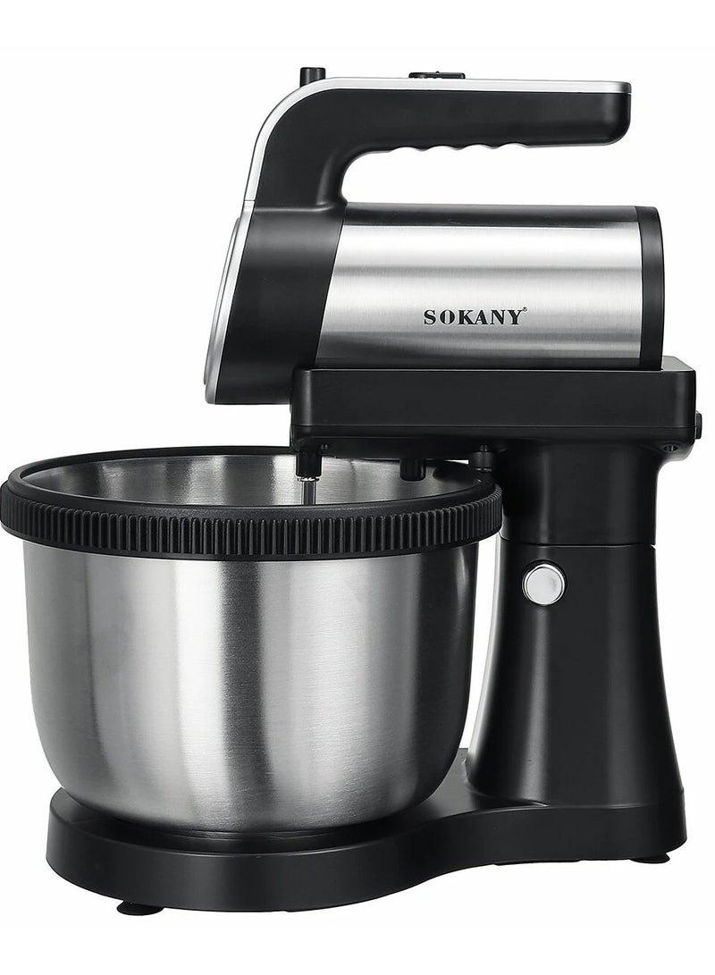 SOKANY Electric Stand Mixer 4L, 5 Speed Tilt Head with Dough Rod, Wire Whip & Beater Stainless Steel Bowl - EU Plug