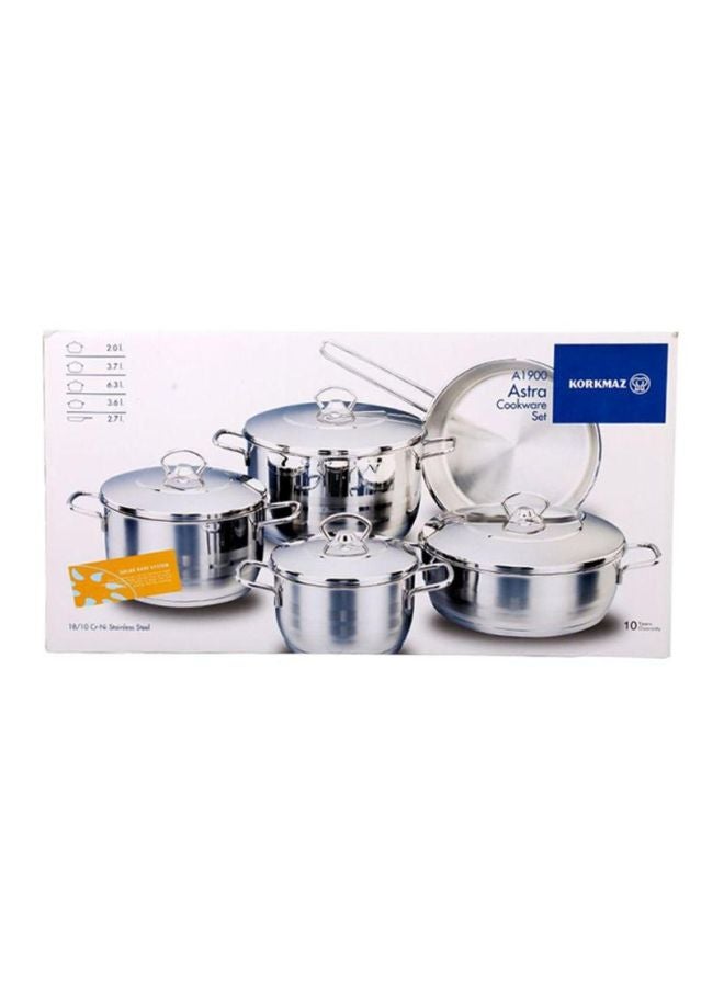 9-Piece Stainless Steel Astra Cookware Set Silver Standard