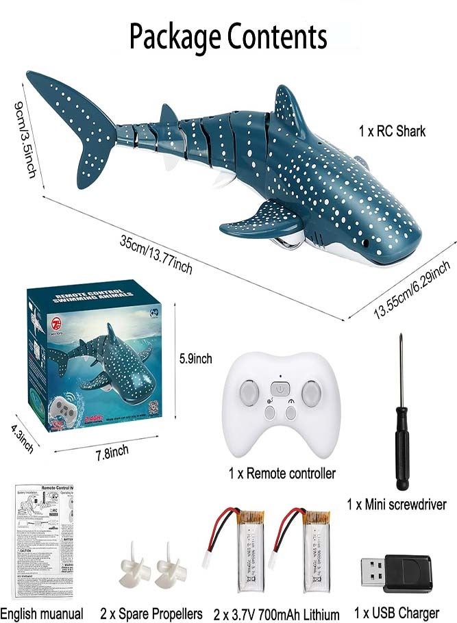 2.4 GHz Blue Spot Remote Control Whale Shark Toy for Kids, Rechargeable High Simulation Shark Toys for Bathroom, Swimming Pool, River