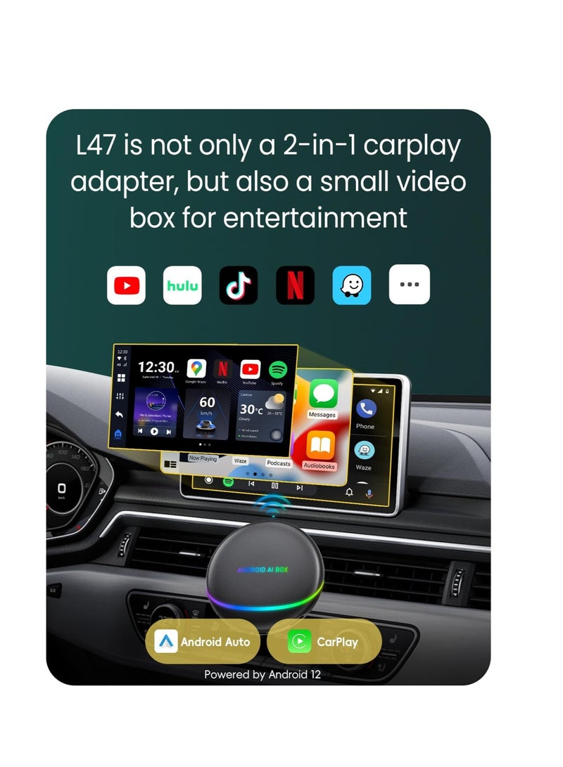 Ai Carplay Box VeloBlast Android 12.0 System Carplay Ai Box for Wired Carplay Cars(8+128GB) Only for Wired CarPlay Car