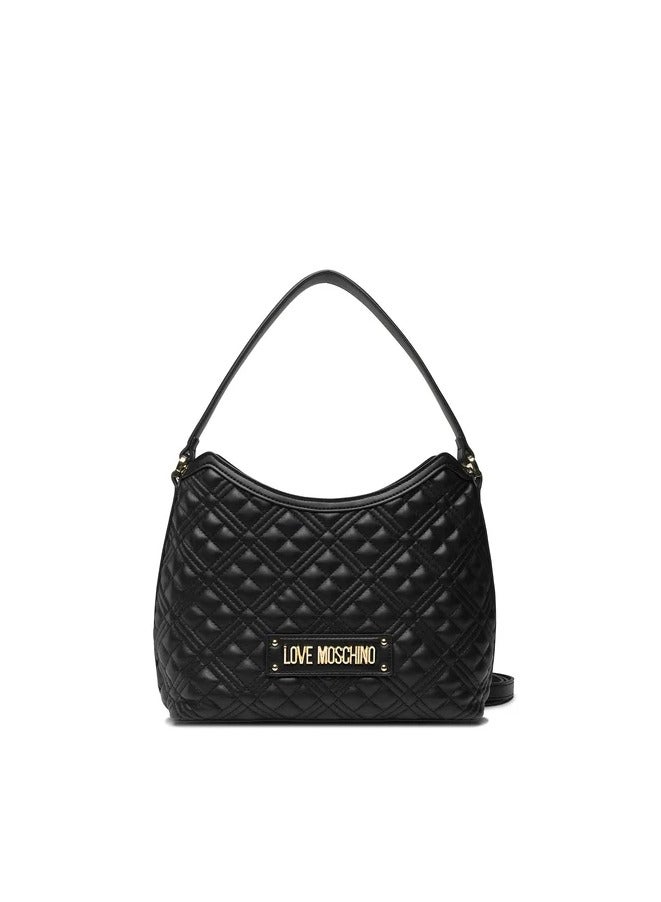 Elegant Black Quilted  Leather Bag – Chic Shoulder/Crossbody Bag with Flap Closure for Women