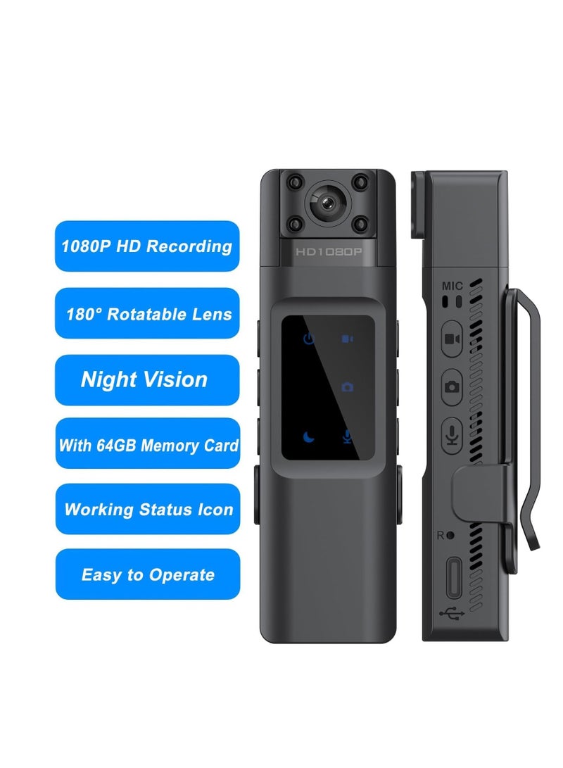 1080P HD Mini Wearable Camera with Night Vision for Law Enforcement and Outdoor Use, 8 Hour Battery Life