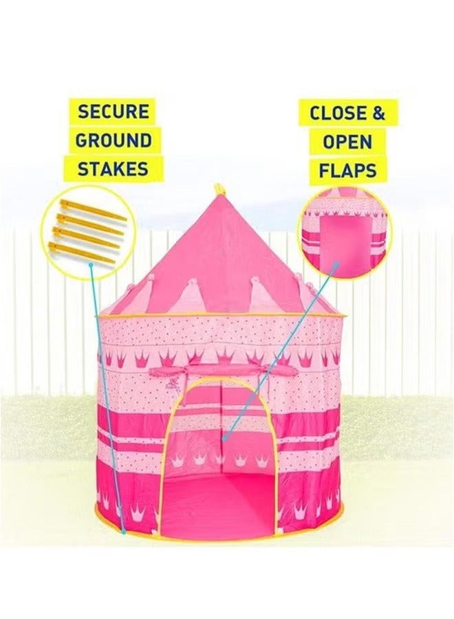 Children's Foldable Castle Spire Round Bottom Tent, Moon And Star Pattern