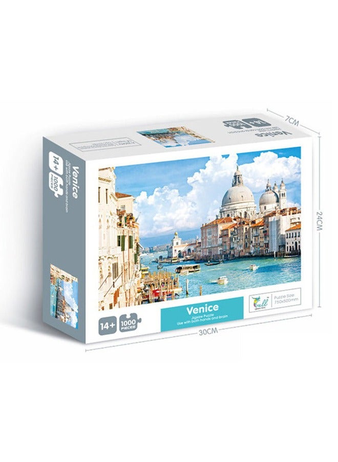 The Canals of Venice in Summer 2000 Piece Wooden Jigsaw Puzzle Large Puzzle Artwork for Adults and Teenagers Challenging and Beautiful