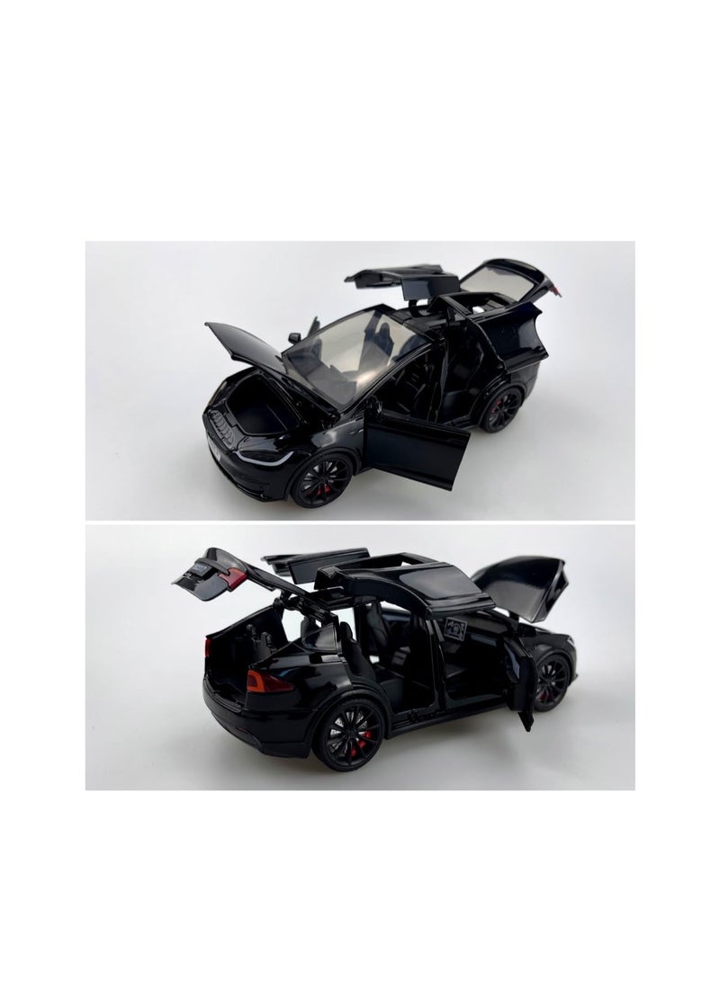 1:24 Black Car Model X Gull Wing Doors Children Diecast Toy Car, Pull Back Alloy Car With Light And Music, Gift For Boys And Girls