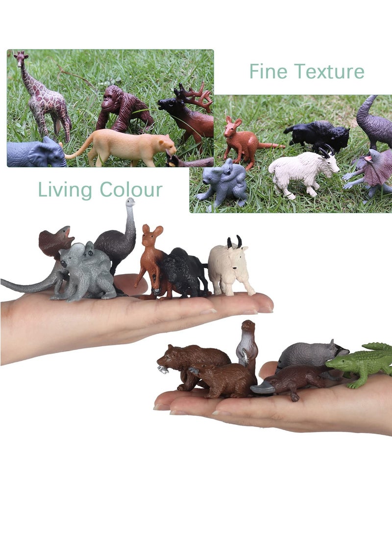 Safari Animal Figurines Set, 18 Pcs Miniature Forest Creatures, Woodland Toy Collection, Perfect for Cake Toppers and Birthday Gifts for Children