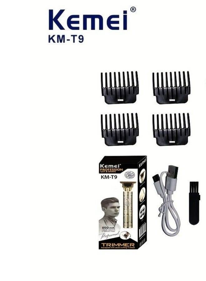 Cordless USB Rechargeable Metal Case Trimmer, Men's Shaver Beauty Sculpting Shaver With Guide Comb For Personal And Stylist Use - The Perfect Gift For His KM-T9