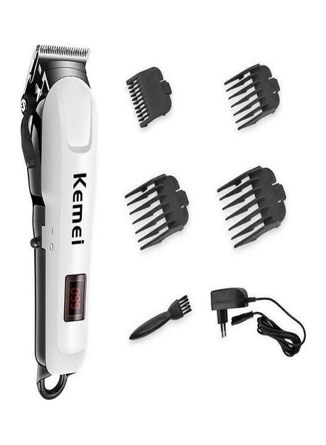 Professional LCD Display Electric Hair Clipper Cordless Rechargeable Shaver Trimmer White