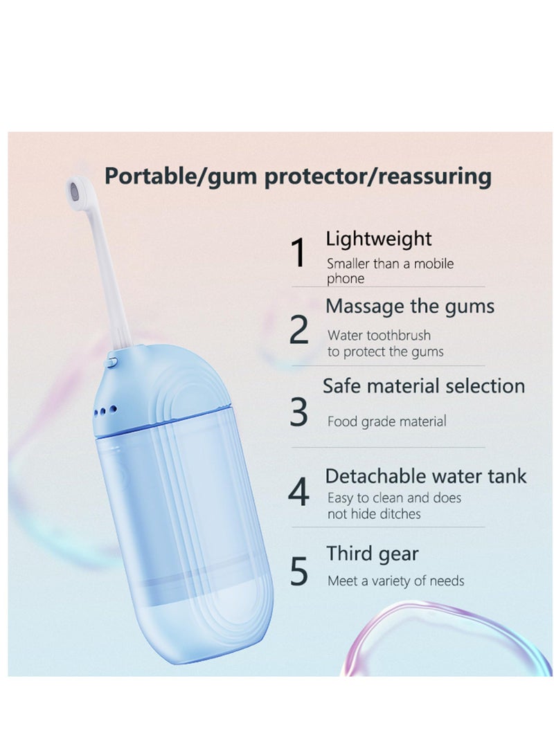 Cordless Water Flosser Portable, Dental Oral Irrigator 3 Modes & Pull-Out Type Detachable Tank, 5 Tips & 1 Water Toothbrush,  Magnetic Suction Charging, Adjustable IPX7 Waterproof, Blue Dental Oral Ir