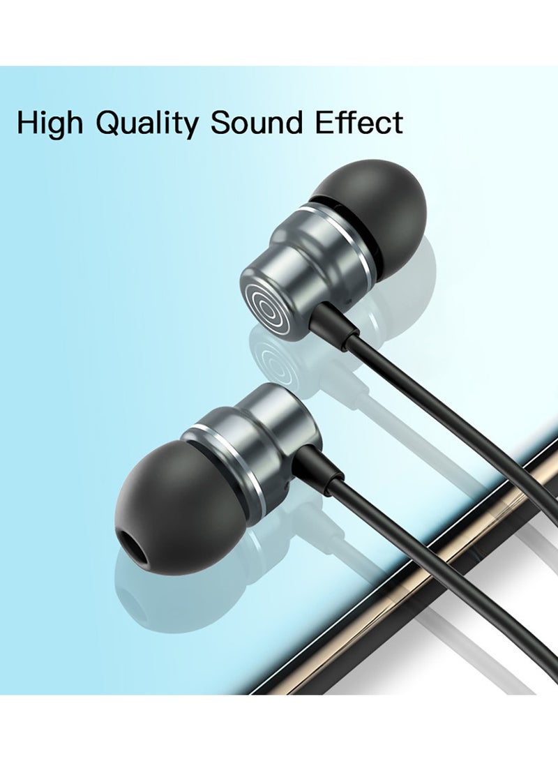 YH32 Stereo Earphone Aluminum Alloy Braided Wire With HD Microphone 3.5mm Earbuds In-Ear Stereo Sport Earphone Black