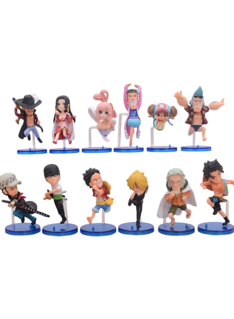 12 Pirate Anime Model Figurines (About 6-8cm High)