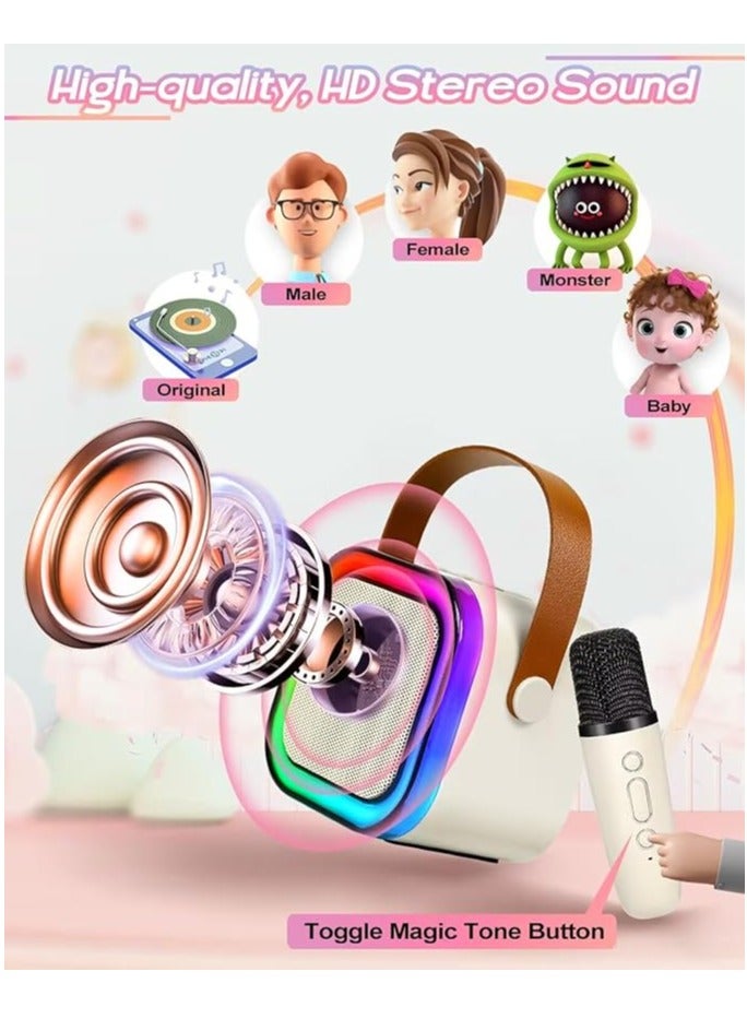 Karaoke Machine for Kids Adults Mini Portable Bluetooth Colourful Karaoke Speaker with 2 Wireless Microphones and Dynamic Lights Home KTV Outdoor Travel