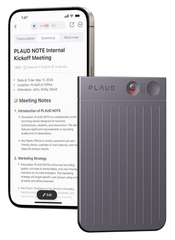 Plaud NB-100 ChatGPT Empowered AI Voice Recorder - Black