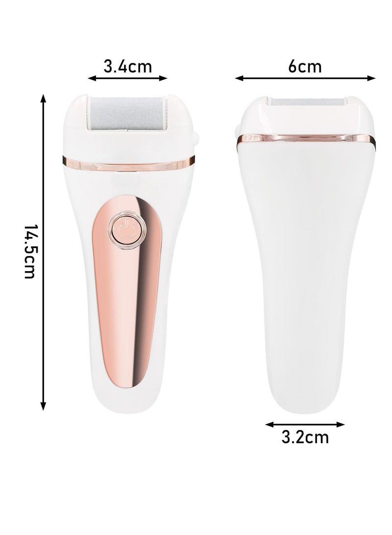 Electric Foot Callus Remover Kit, Rechargeable Waterproof Foot Scrubber with LED Light Battery Display, Pedicure Tools with 3 Roller Heads 2 Speed for Remove Cracked Heels Calluses Hard Skin