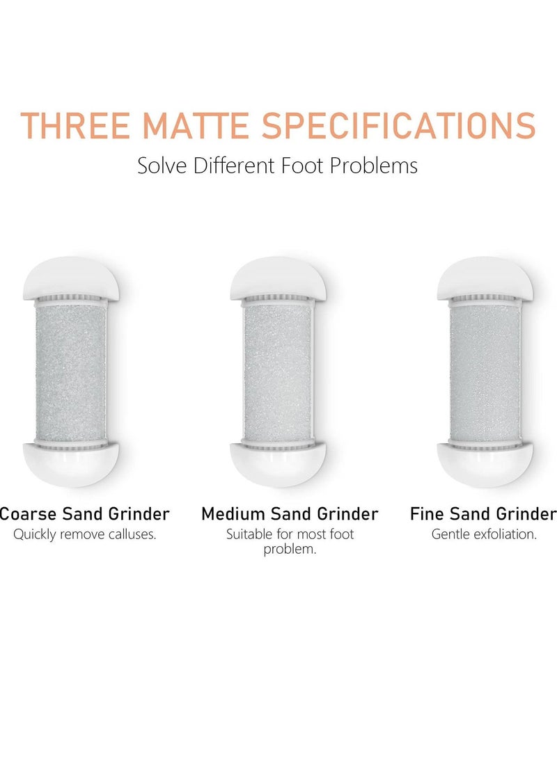 Electric Foot Callus Remover Kit, Rechargeable Waterproof Foot Scrubber with LED Light Battery Display, Pedicure Tools with 3 Roller Heads 2 Speed for Remove Cracked Heels Calluses Hard Skin