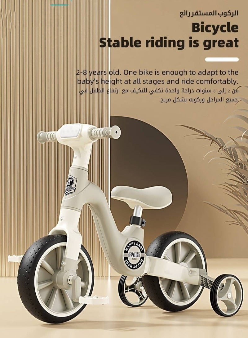 Kids Tricycle & Toddler Balance Bike, Children Training Bicycle With Detachable Pedals and Adjustable Seat and Wheels for Boys Girls 2-8 Years Old