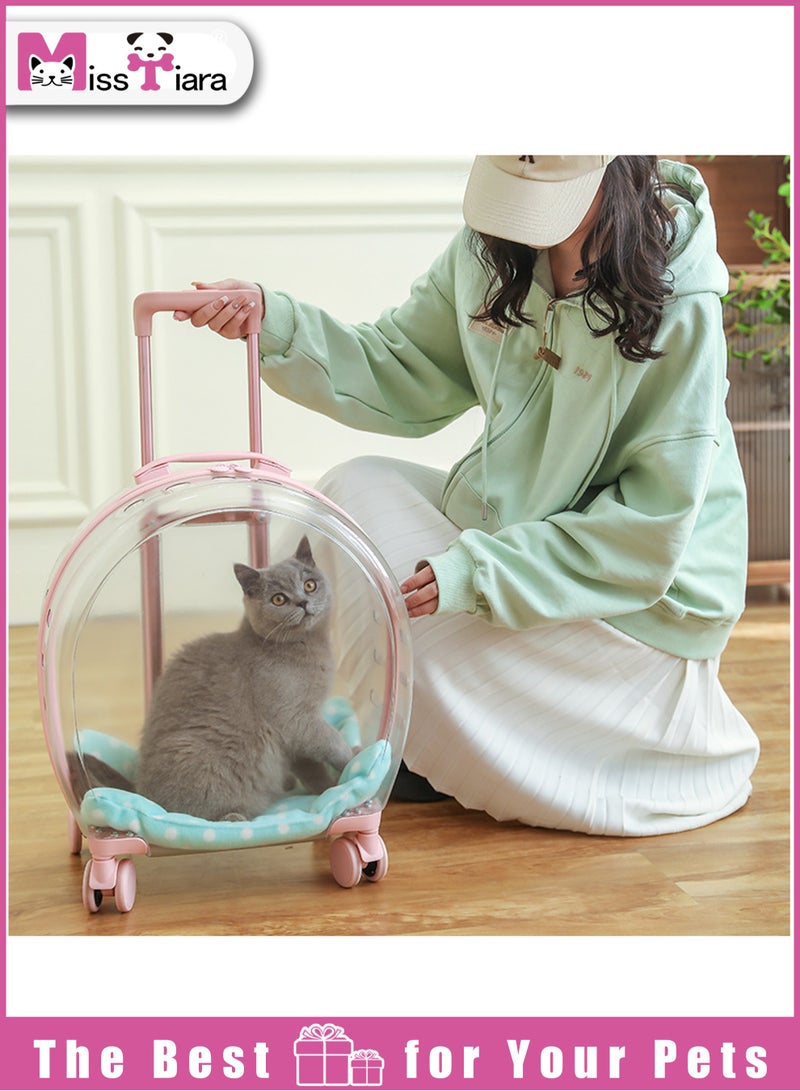 Quality Transparent large capacity pet trolley case portable travel bag suitable for cats and dogs under 8kg, allowing your pet to travel with you easily 33*42*27cm