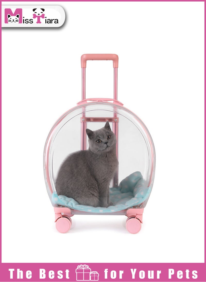 Quality Transparent large capacity pet trolley case portable travel bag suitable for cats and dogs under 8kg, allowing your pet to travel with you easily 33*42*27cm