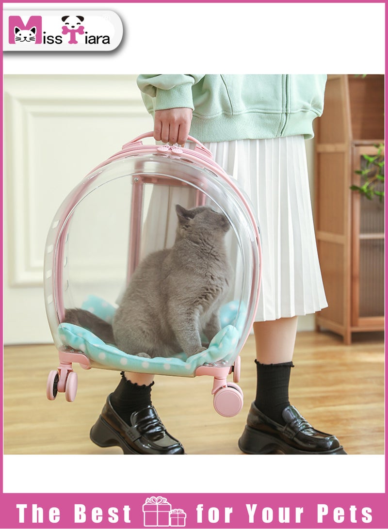 Quality Transparent large capacity pet trolley case portable travel bag suitable for cats and dogs under 8kg, allowing your pet to travel with you easily 33*42*27cm