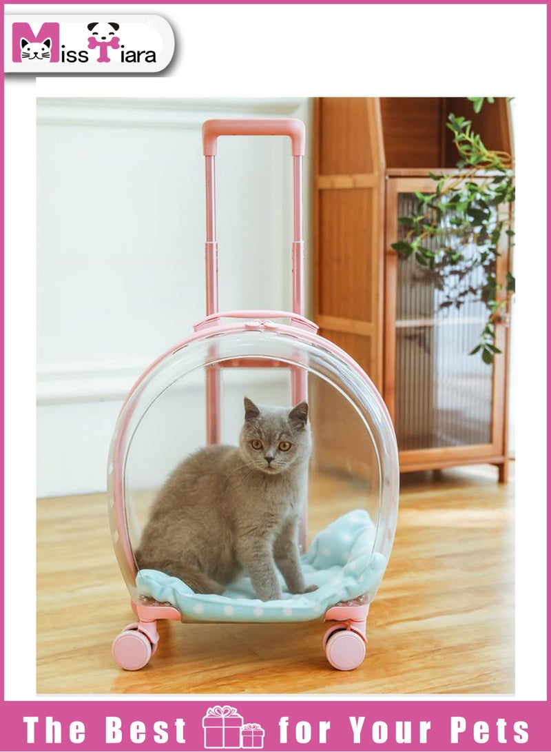 Quality Transparent large capacity pet trolley case portable travel bag suitable for cats and dogs under 8kg, allowing your pet to travel with you easily 33*42*27cm