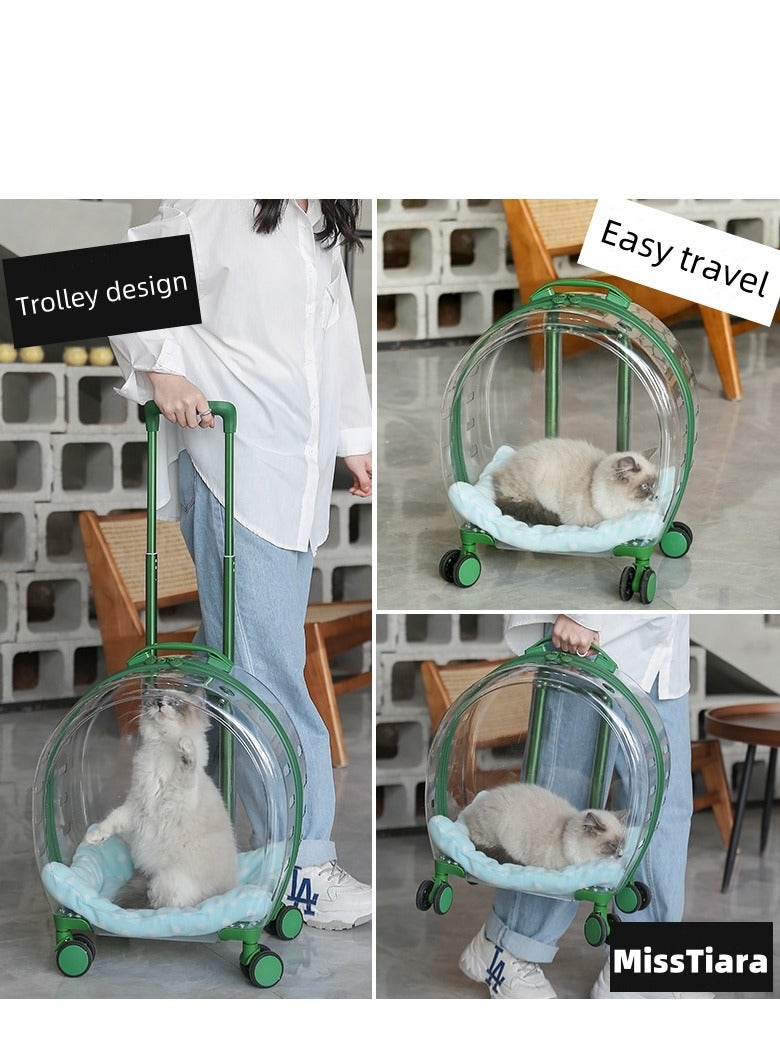 Quality Transparent large capacity pet trolley case portable travel bag suitable for cats and dogs under 8kg, allowing your pet to travel with you easily 33*42*27cm