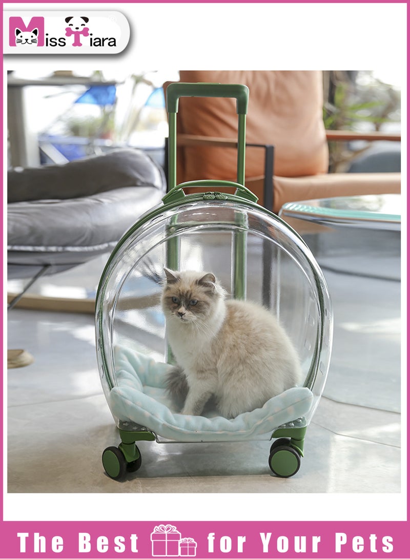 Quality Transparent large capacity pet trolley case portable travel bag suitable for cats and dogs under 8kg, allowing your pet to travel with you easily 33*42*27cm