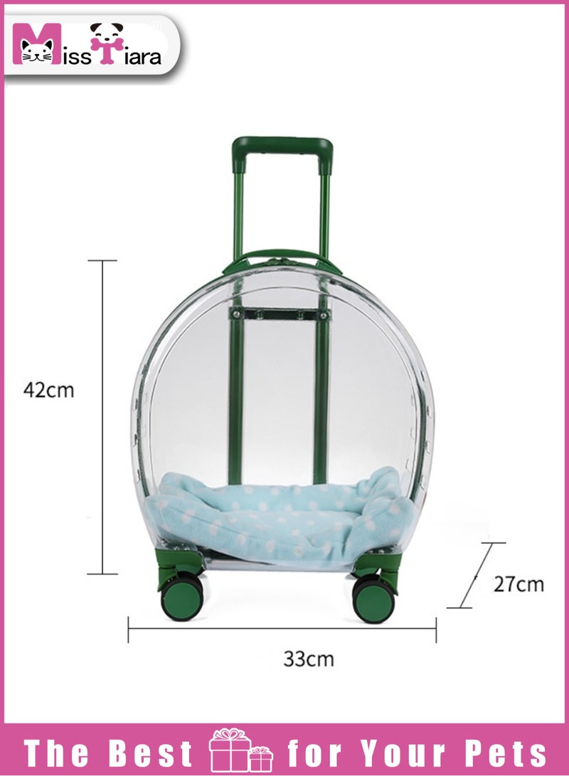 Quality Transparent large capacity pet trolley case portable travel bag suitable for cats and dogs under 8kg, allowing your pet to travel with you easily 33*42*27cm