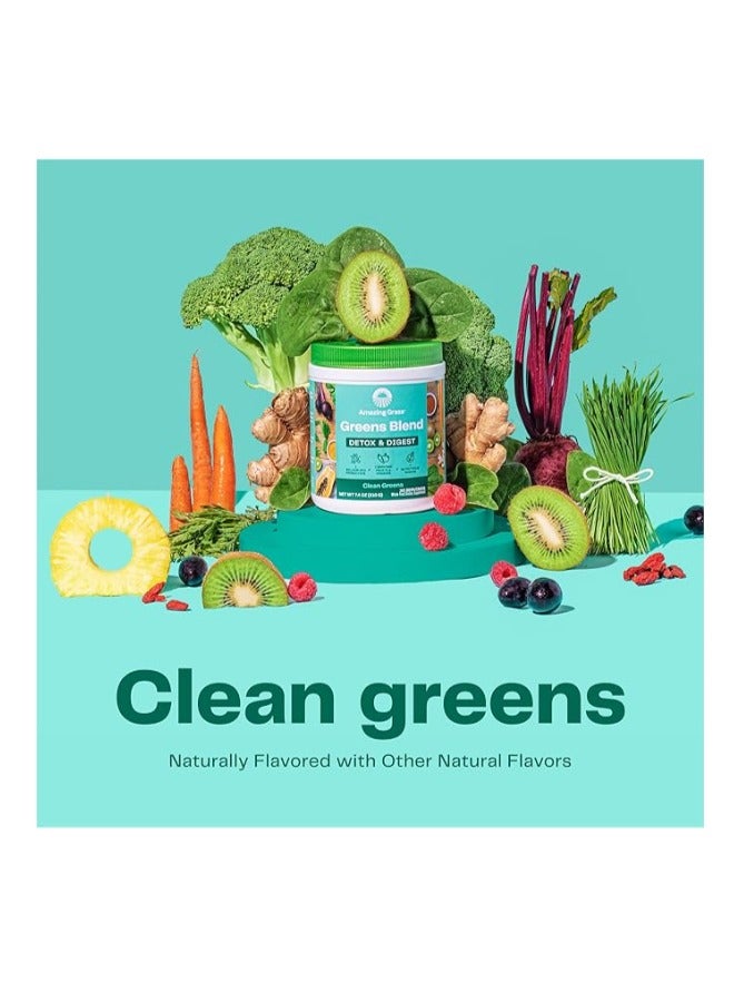 Greens Superfood Detox & Digest - Detoxifying Greens with ACTAZIN® Kiwifruit and Probiotics for Gut Health, Clean Green Flavor, 30 Servings