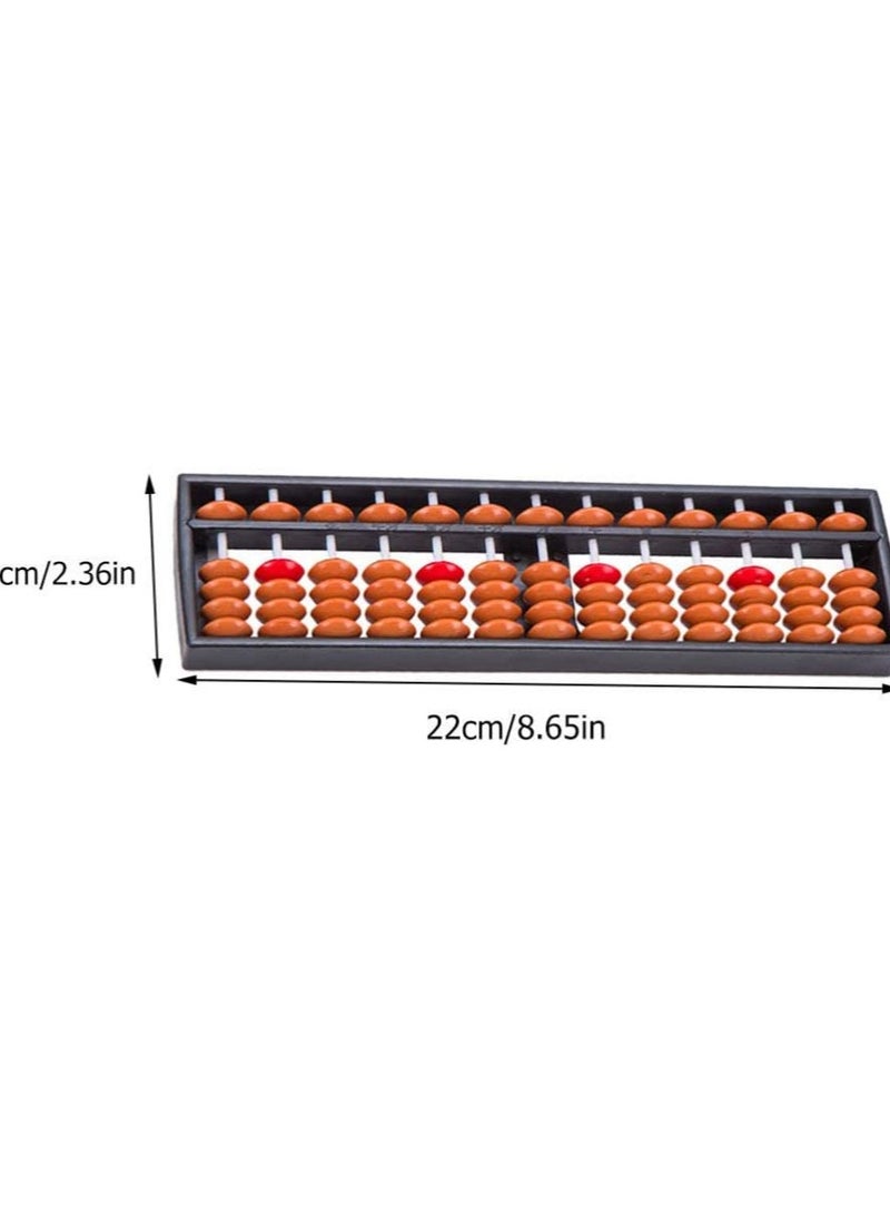 DELFINO 13 s Vintage Wooden Soroban Abacus with Reset on - Educational Counting Tool for Kids, Japanese & Chinese Style, 2 Pieces, Brown