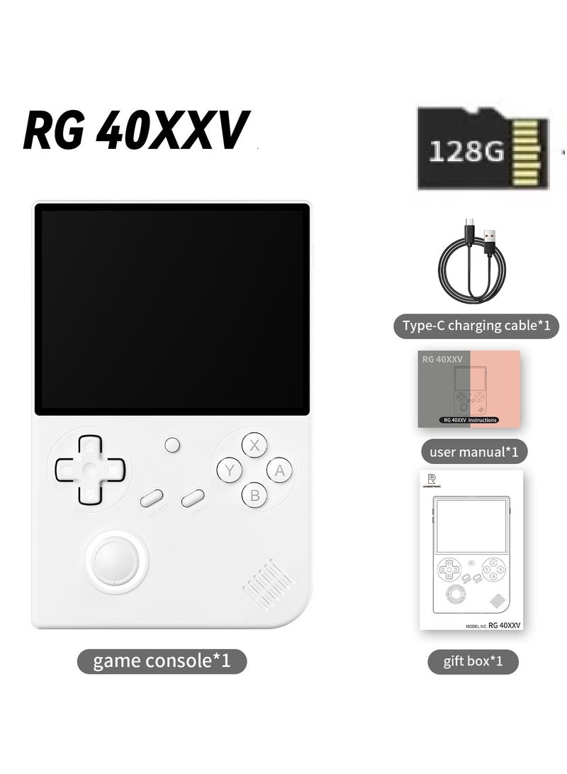 RG40XXV Handheld Game Console,4.0-inch IPS 640*480,64G/128G TF Card with 10,000+ Games,3200mAh 6+Hours Battery, Support Wireless Network (white 128G)