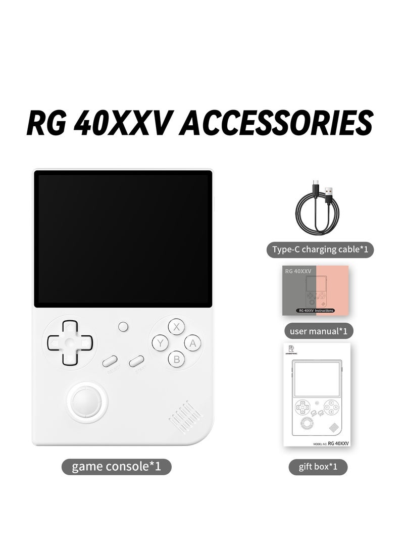 RG40XXV Handheld Game Console,4.0-inch IPS 640*480,64G/128G TF Card with 10,000+ Games,3200mAh 6+Hours Battery, Support Wireless Network (white 128G)