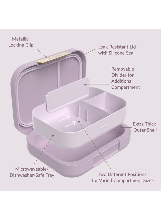 Modern - Versatile 4-Compartment Bento-Style Lunch Box, Leak-Resistant, Ideal for On-the-Go Balanced Eating - BPA-Free, Matte Finish and Ergonomic Design (Orchid)