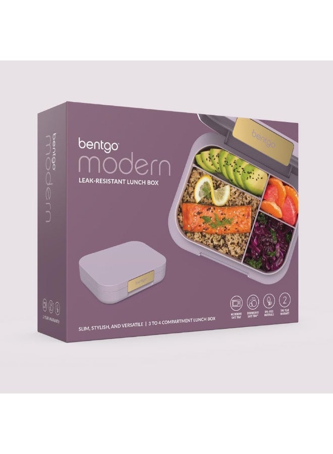 Modern - Versatile 4-Compartment Bento-Style Lunch Box, Leak-Resistant, Ideal for On-the-Go Balanced Eating - BPA-Free, Matte Finish and Ergonomic Design (Orchid)