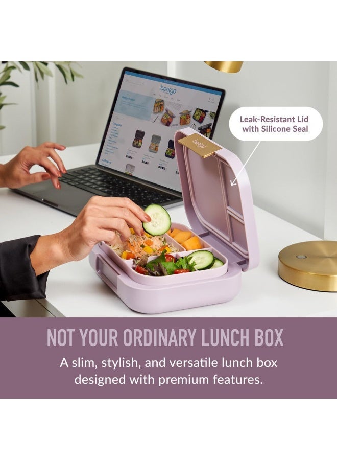 Modern - Versatile 4-Compartment Bento-Style Lunch Box, Leak-Resistant, Ideal for On-the-Go Balanced Eating - BPA-Free, Matte Finish and Ergonomic Design (Orchid)