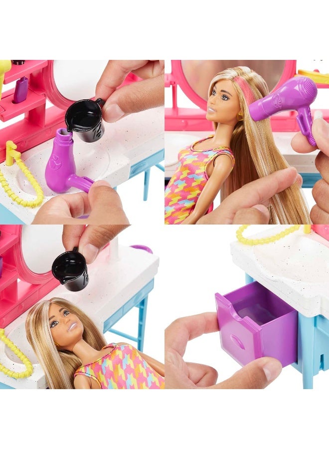 Barbie Doll and Hair Salon Playset, Color-Change Hair