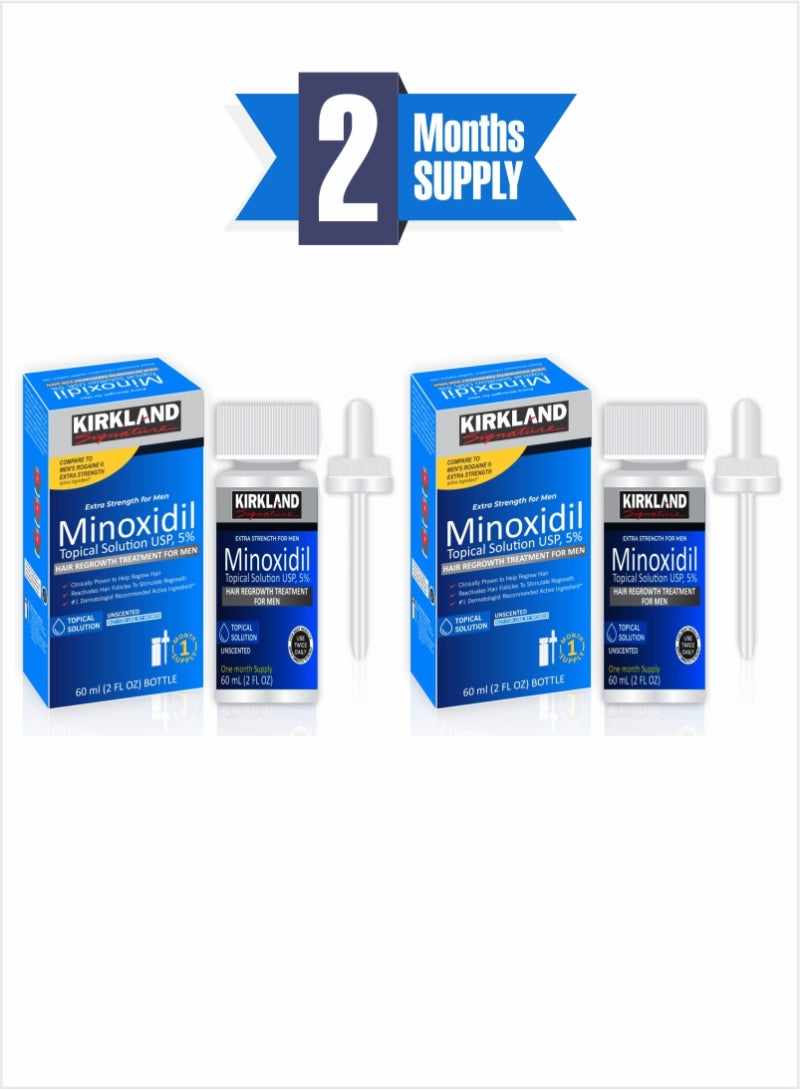 Minoxidil USP 5% – Effective Scalp Treatment for Men, 2-Month Pack (2pcs)