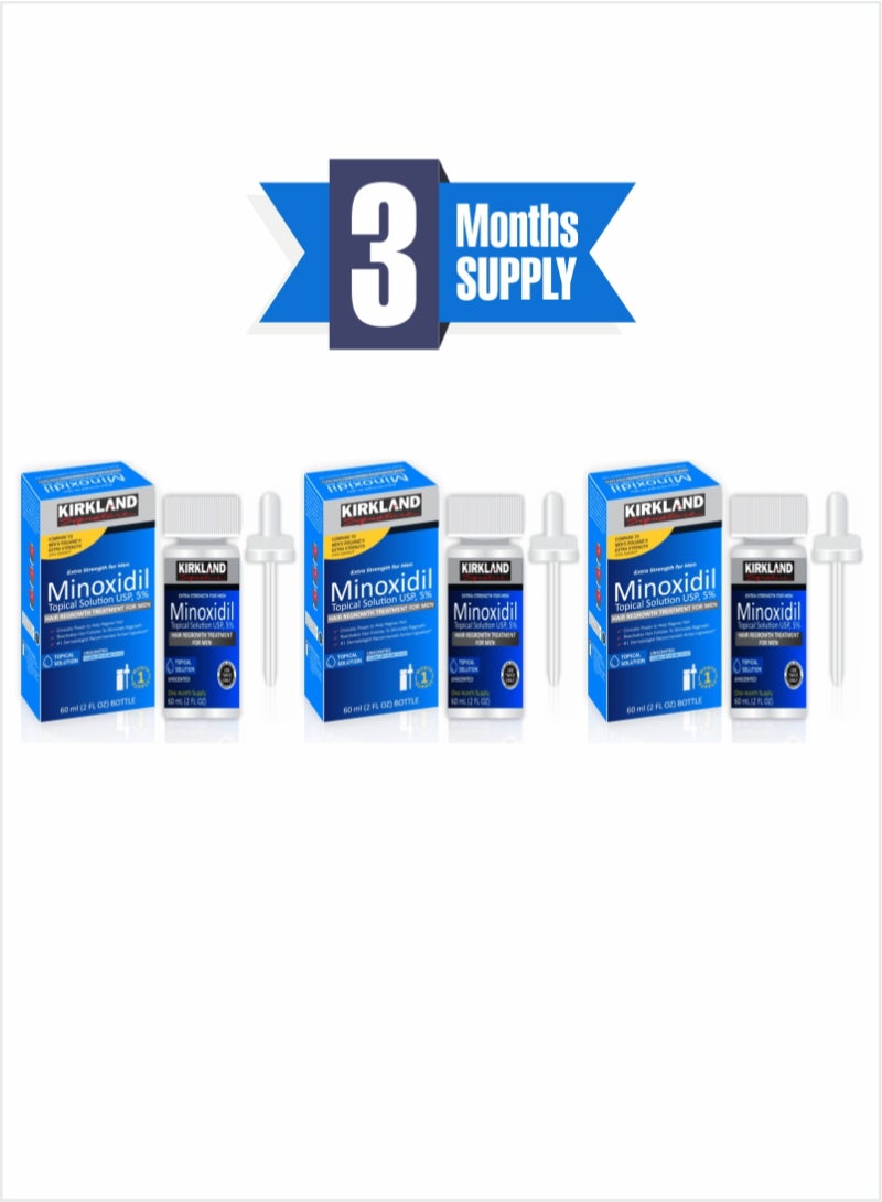 Minoxidil USP 5% – Effective Scalp Treatment for Men, 3-Month Pack (3pcs)