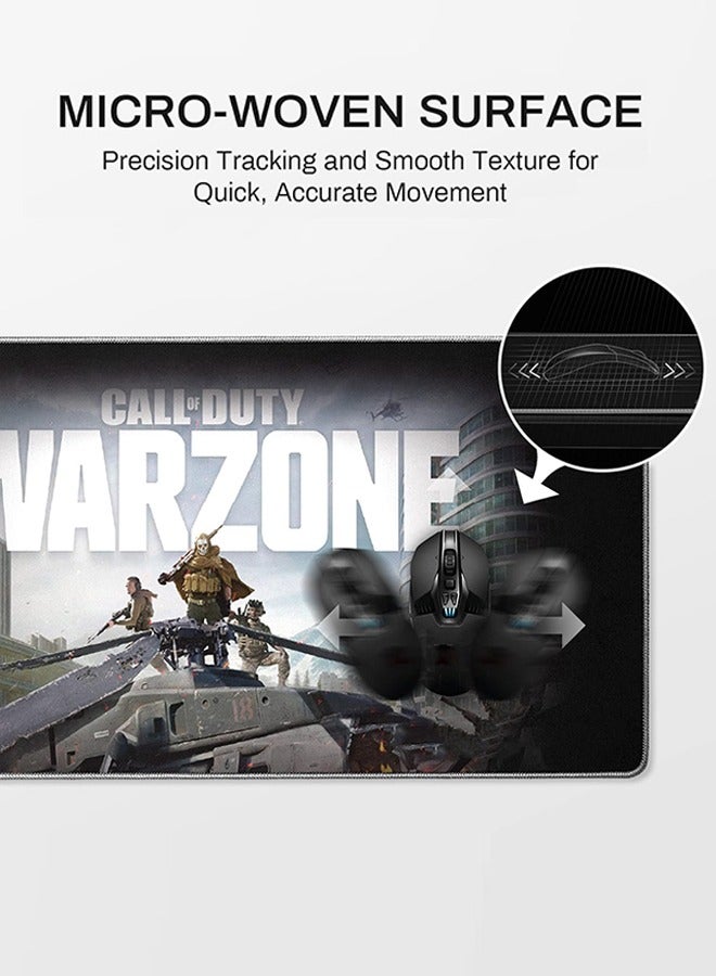 Gaming Mouse Pad Call of Duty Warzone The Drop, Extended XXL Large Black Home Office PC Computer Desk Accessories Keyboard Mousepad Mat with Non-Slip Rubber Base Stitched Edges