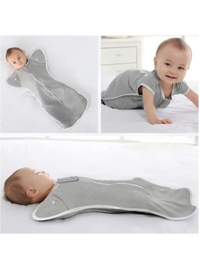 Swaddle Blanket Sleeping Bag, Newborn Wearable Sleeping Bag Fit Sedative Startle Reflex Better Sleep, Suitable for Baby Girls and Baby Boys From 0-6 Months - Gray