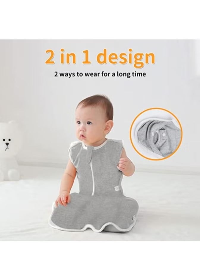 Swaddle Blanket Sleeping Bag, Newborn Wearable Sleeping Bag Fit Sedative Startle Reflex Better Sleep, Suitable for Baby Girls and Baby Boys From 0-6 Months - Gray