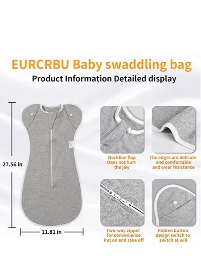 Swaddle Blanket Sleeping Bag, Newborn Wearable Sleeping Bag Fit Sedative Startle Reflex Better Sleep, Suitable for Baby Girls and Baby Boys From 0-6 Months - Gray