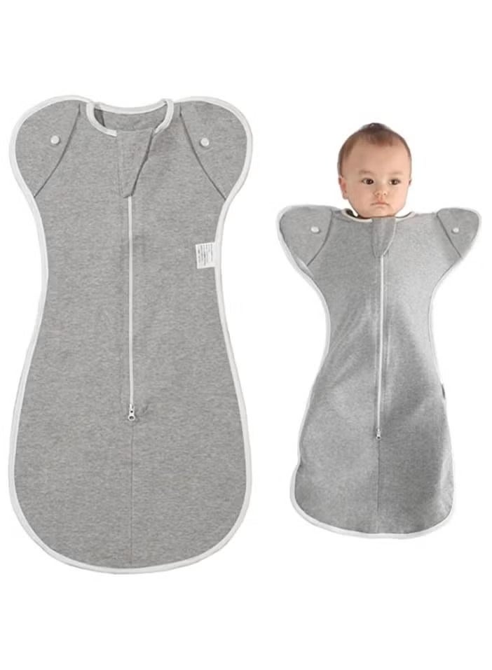 Swaddle Blanket Sleeping Bag, Newborn Wearable Sleeping Bag Fit Sedative Startle Reflex Better Sleep, Suitable for Baby Girls and Baby Boys From 0-6 Months - Gray