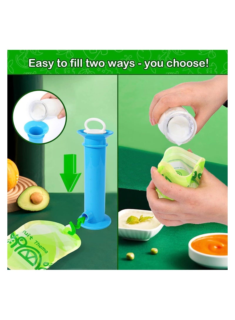 Baby Food Maker, with 4pcs reusable pouches for Toddlers Baby, Portable Baby Food Pouches Refillable Kit, with Bottom Double Lock Zipper, for Applesauce Yogurt Smoothie