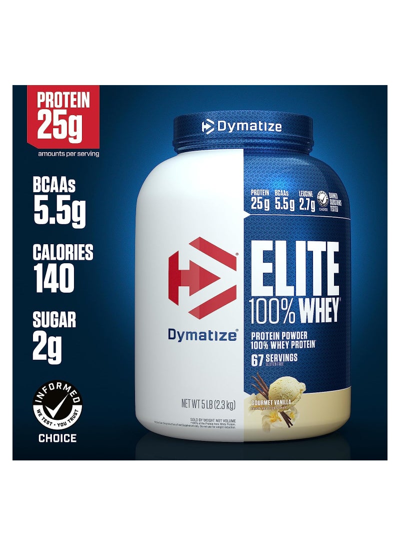 Dymatize Elite 100% Whey Protein Powder 63SV 5LB Gourmet Vanilla