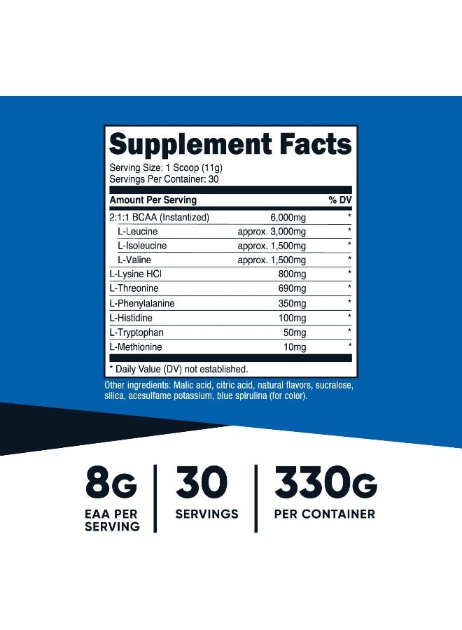 Eaa Powder 30 Servings Blue Raspberry - Essential Amino Acids - Non-Gmo, Gluten Free, Vegetarian Friendly