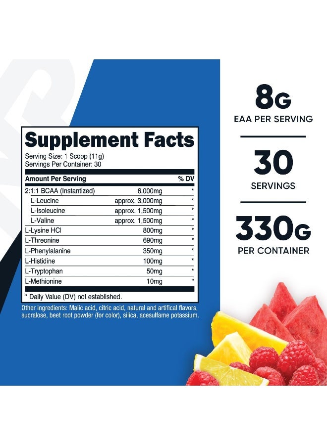 Eaa Powder 30 Servings Fruit Punch - Essential Amino Acids - Non-Gmo, Gluten Free, Vegetarian Friendly