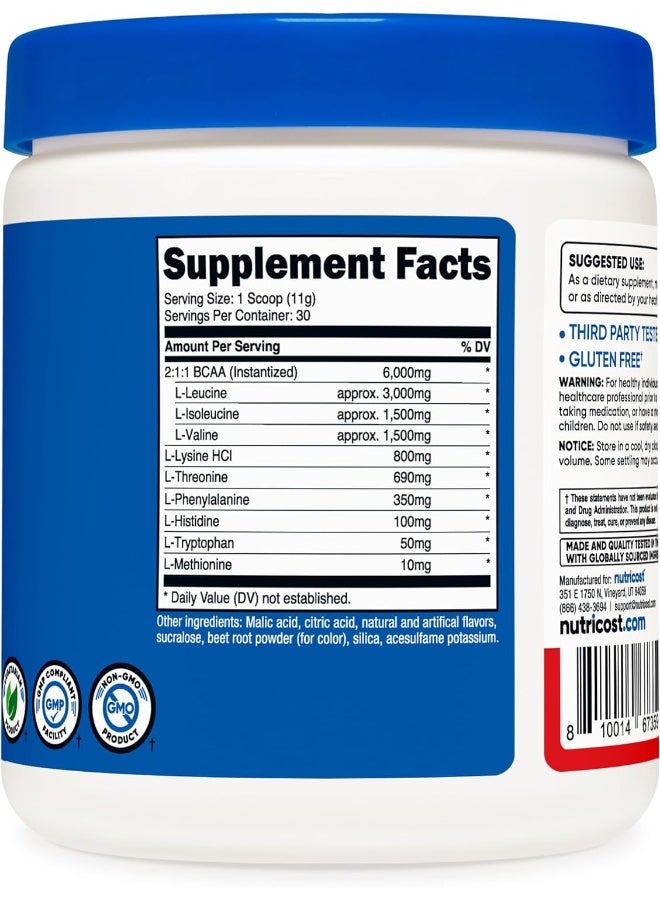 Eaa Powder 30 Servings Fruit Punch - Essential Amino Acids - Non-Gmo, Gluten Free, Vegetarian Friendly