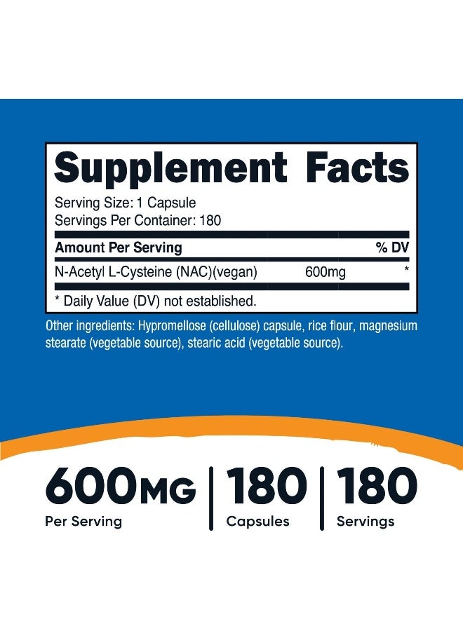 N-Acetyl L-Cysteine Nac 600Mg 180 Capsules